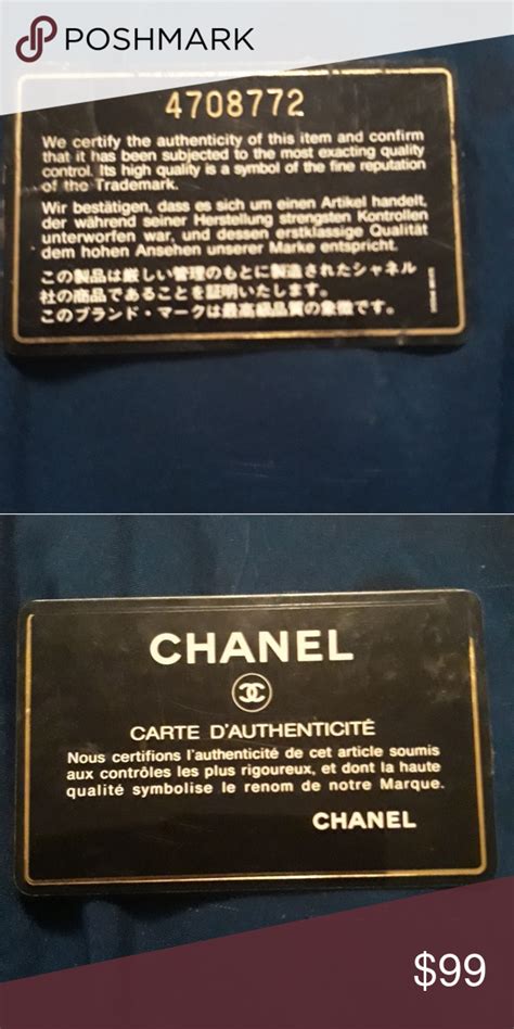 vintage chanel authenticity card